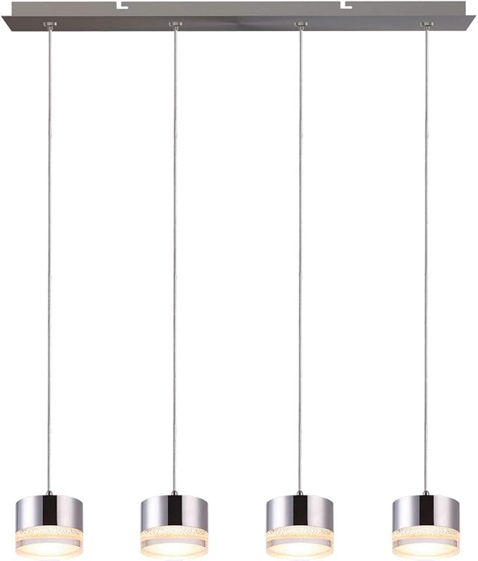 Jupiter 4 Mini Pendant Lighting Nickel - LED Hanging Light Fixture for Kitchen Island, Bar, Foyer - Cluster Pendants - Dimmable, Adjustable Wire, Lamp Bulb Included