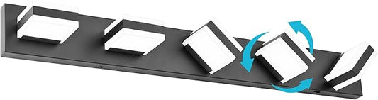 SOLFART Bathroom Lighting Fixtures, Bathroom Vanity Lights Over Mirror, Matt Black 5 Lights, Light Fixtures for Vanity Cool Light 6000K