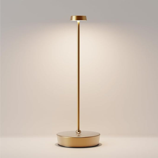 Cordless LED Table Lamp，Rechargeable Battery Desk Lamps, 3 Color Stepless Dimmable Metal Battery Table Lamps, Portable Table Light for Indoor/Outdoor/Restaurants/Bedroom/Bar