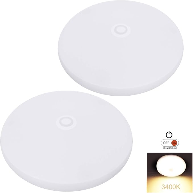 Facon 6-Pack Ultra Slim 4.5'' 12V RV Puck Lights w/Switch, SY-SM45 3400K Warm White LED Interior Lights for RVs, Camper Van, Boats, 12V Dome Light Fixture – cETL Certified