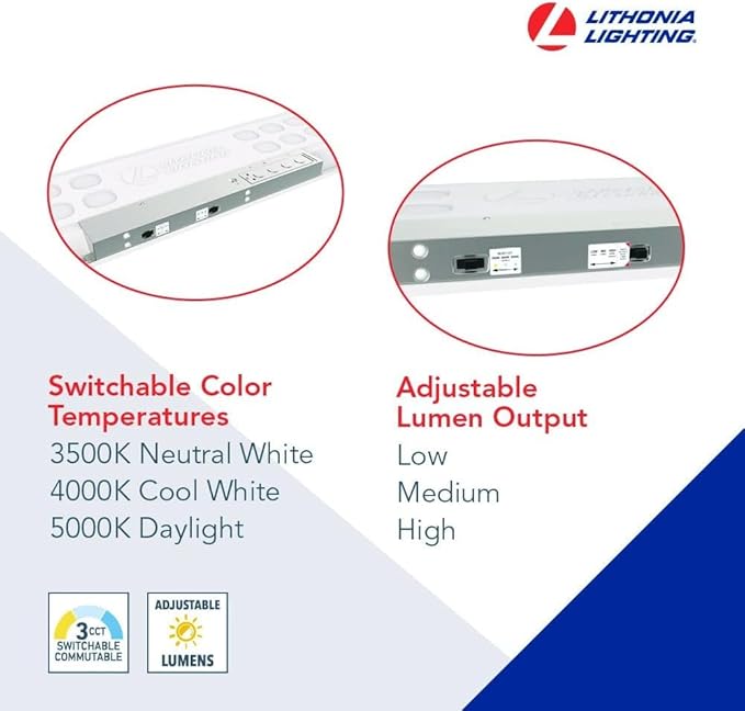 Lithonia Lighting CPX 1x4 LED Flat Panel Light, 1 Ft. x 4 Ft. LED Light Panel, Ceiling Lighting Fixture, 2500/3200/4000 Adjustable Lumens, 3500K/4000K/5000K Switchable CCT, Smooth Satin Lens, White
