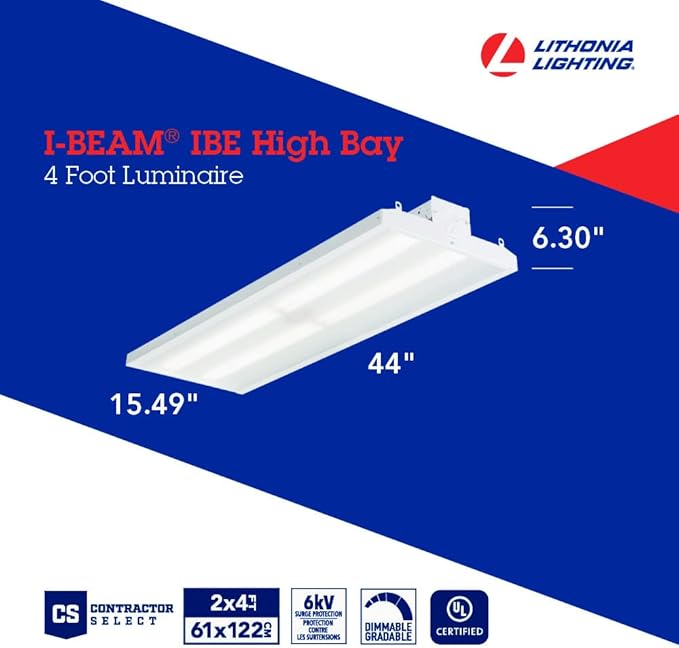 Lithonia Lighting I-BEAM LED High Bay Light, Ceiling Lighting Fixture, 18,000 Lumens, 5000K Daylight, Dimmable LED Shop Lights for Warehouse, Garage, Work Light, MVOLT 120–277V (IBE 18LM MVOLT 50K)