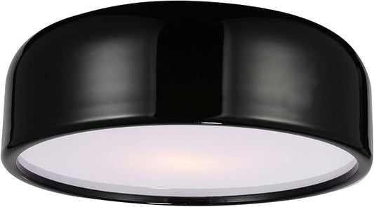CWI Lighting 19" Black Flush Mount Light for Bedroom, Hallway – 3-Light Modern Design with E26 Bulb Base – LED Compatible, Dome Shade – BACL Certified