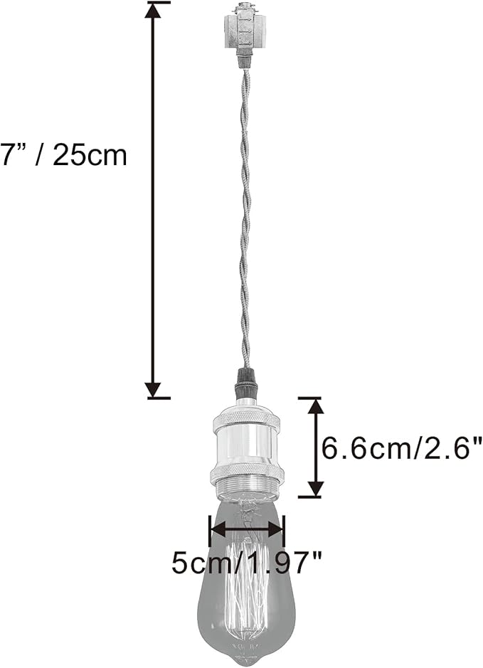 Kiven H-Type Track Light Pendants, 10 Inch Cord Length Black Weave Rope, 3 Pack Restaurant Chandelier Decorative Pendant Light Industrial Pendant Lamp,Bulb Not Included（Chrome）