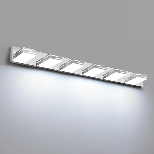 LED Modern Bathroom Vanity Light Fixtures, 6-Light 40-inch Dimmable Chrome Vanity Lights for Bathroom Lighting Fixtures Over Mirror, with 360° Rotatable Heads (Cool White 6000K)
