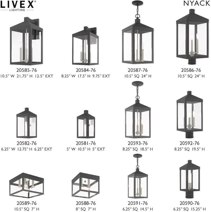 Livex Lighting 20591-80 Nyack - One Light Outdoor Hanging Lantern, Nordic Gray Finish with Clear Glass