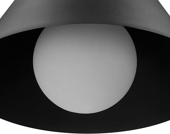 GLOBE Electric 60000163 1-Light Outdoor Flush Mount, Painted Black Sand Texture, Frosted Opal Glass Inner Shade
