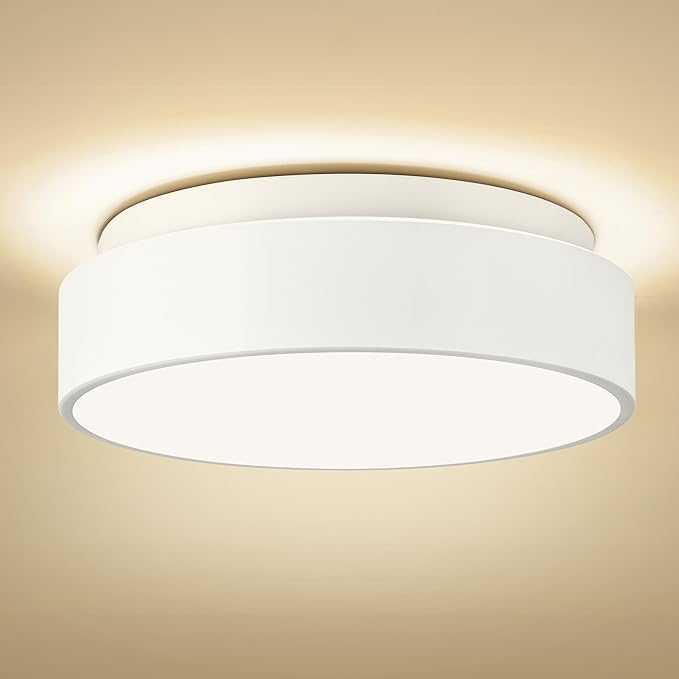 AUTELO 12" Ceiling Light, Modern Flush Mount Ceiling Light with Frosted Glass in Matte White Finish, White Light Fixtures Ceiling Mount for Bedroom, C3312 WH E26