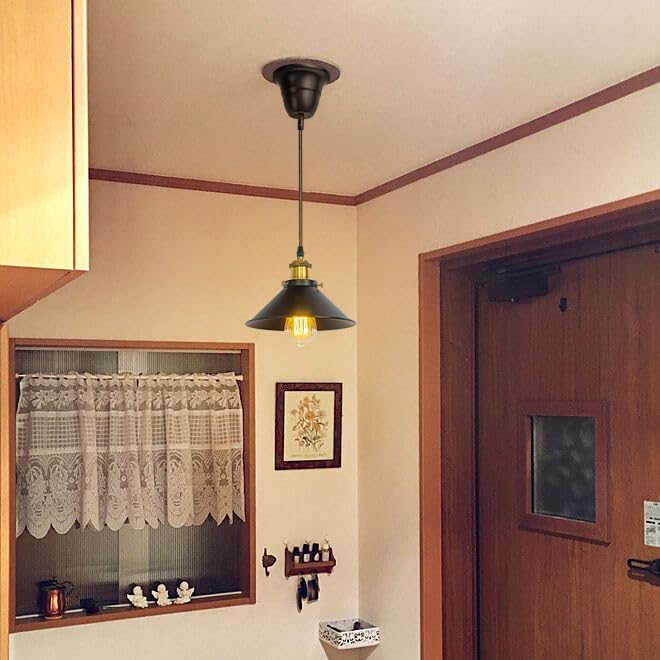 2 Pcs Ceiling Light Conversion Dimmable Pendant E26 Base Connections Metal Black Cone Shade Industrial Style Adjusted 3.2ft Wire Conversion Kit for E26 Spot Light