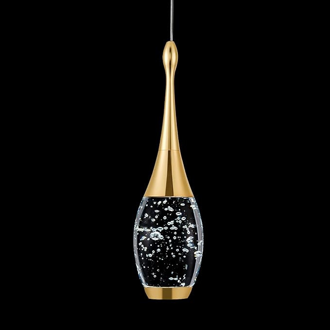 CHYING LED Pendant Light Kitchen Island Bubble Crystal Pendant Lighting Gold Mini Hanging Light Fixture for Dining Room Bathroom Bedroom Bar 6000K