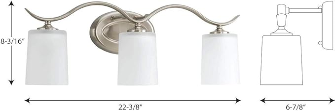 Inspire Collection 3-Light Etched Glass Traditional Bath Vanity Light Brushed Nickel