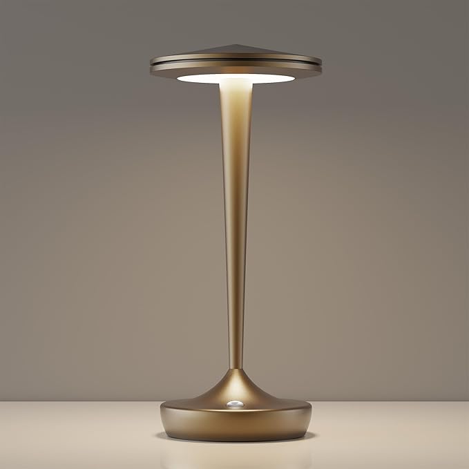 YHT YHTCordlessTable Lamps Rechargeable, 6000mAh Battery Portable LED Touch Led Table Lamp, 3-Color Stepless Dimming & Memory Function, for Outdoor, Dinning, Patio, Restaurant, Kitchen (Bronze)