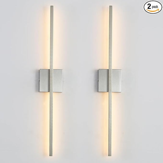Wall Sconces Set of Two 28'', LED Dimmable Sconces Wall Lighting, Brushed Gold Modern Wall Sconce Light for Bathroom, Living Room, Bedroom, Hardwired 3000K