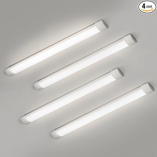 4 Packs 3FT LED Batten Light, Slim Ceiling Surface Mounted Light, 30W, 4000K, IP20, LED Ceiling Lamp for Garage, Shop, Hallway, Office, Market