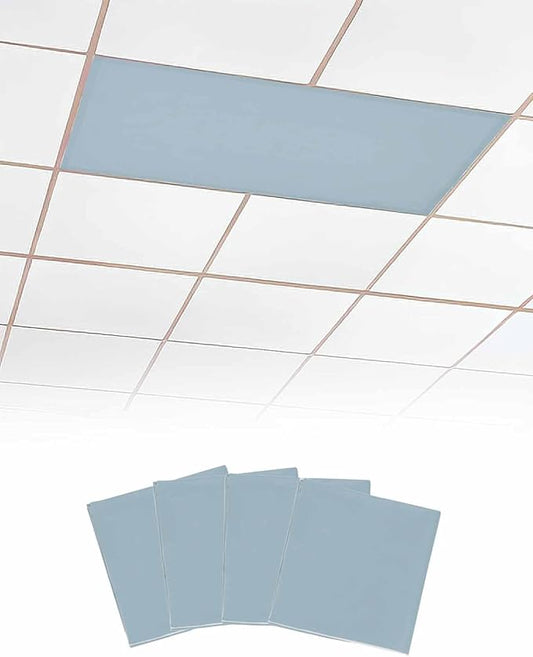 Magnetic Light Cover for Classroom Drop Ceiling,4 Pack 4x2 Ft Fluorescent Light Covers for Office Home Ceiling Light Sky Blue Solid Color Lampshade