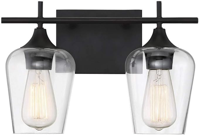 Savoy House 8-4030-2-13 Octave Bohemian Clear Glass Bathroom Vanity Wall Light, 2-Light 120 Total Watts, 10" H x 14" W, English Bronze