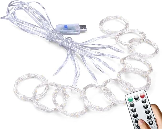 300 LED Warm White Fairy Curtain Lights – 3m USB Plug-in String Lights with Remote Control, 8 Modes for Indoor/Outdoor Use – Perfect for Bedroom, Weddings, Parties, and Holiday Decor (1, Colourful)