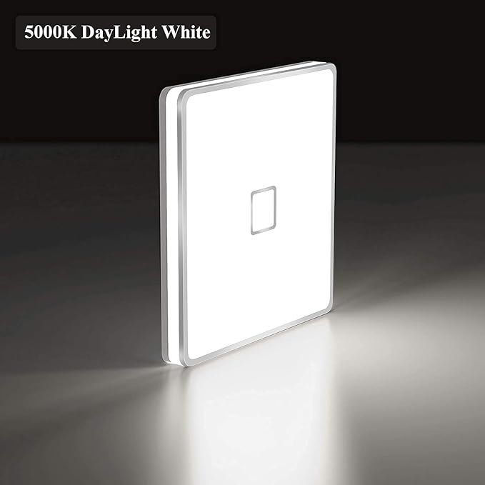 Airand Led Square Ceiling Light 24W 2050LM 12.8in Flush Mount Light Fixture Ceiling Lights Waterproofing No Flicker IP44 80Ra+ 5000K Cold White Led Light for Bedroom Kitchen Bathroom（Cold White）