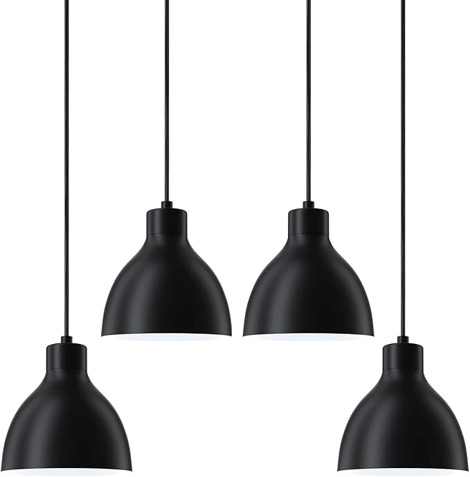 4 Pack Single Kitchen Island Mini Metal Drum Pendant Light Industrial Hanging Ceiling Light Fixtures for Over Sink Bar,Dining Room,Corridor,Entryway,Hallway
