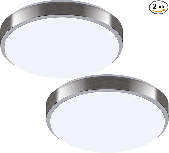 8-Inch LED Ceiling Lights, Round Ceiling Light Fixture,12W 880LM 80W Incandescent Equivalent(AC85V-265V),Natrual White Light for Kitchen Bathroom Dining Room Closet(2-Pack)