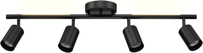 GLOBE Electric 64000166 30" 4-Light Track Lighting with 7W LED Integrated Night Light Strip, Matte Black, Pivoting Track Heads, Nightlight: 400 Lumens, 2000 Kelvin, Ceiling Light, Home Improvement