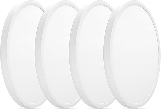8 Inch LED Ceiling Light - Dimmable 5CCT Ultra Thin Surface Mount Lighting, 120V 15W 1200LM Edge-lit Flat Panel Light with Junction Box for Bedroom, Closet, No Flicker, 8 Inch 4Pack White