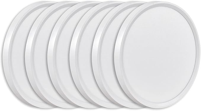 6PK 9 Inch LED Flush Mount Ceiling Light, 18W, 1860LM, 3000K/4000K/6000K CCT Selectable, Round Flat Panel Low Profile Ceiling Light Fixtures for Hallway, Kitchen, Bedroom, Laundry Room