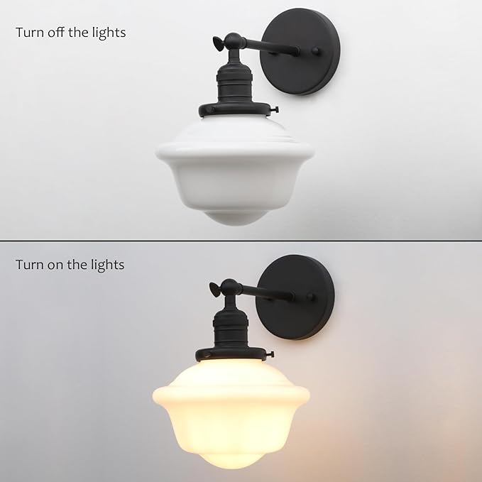 Pathson Vintage Wall Sconce Lamp with Milk White Glass Shade, Hardwired Bathroom Wall Vanity Lighting for Living Room Bedroom Kitchen