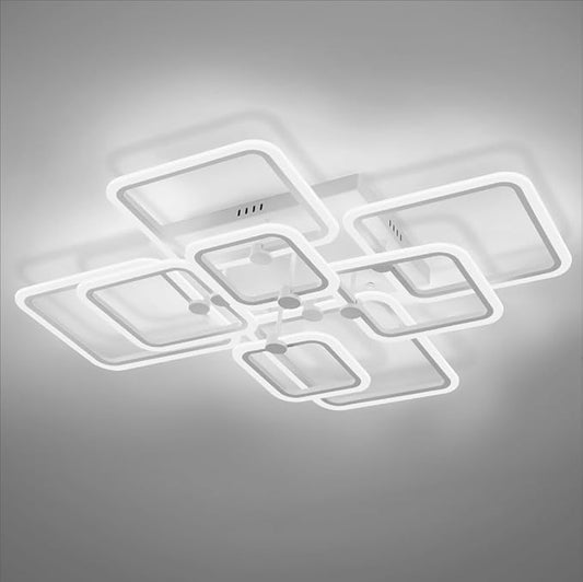 Dimmable Modern LED Ceiling Light 8-Square White Flush Mount LED Ceiling Light with Remote for Living Room Bedroom Close to Ceiling Light Fixture