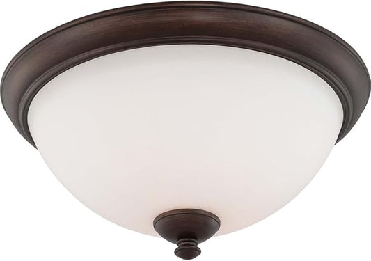 Nuvo Lighting 60/5141 Patton Three Light Flush Dome 60 Watt A19 Max. Frosted Glass Prairie Bronze Fixture
