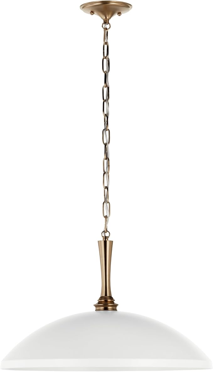 Kichler Delarosa 1-Light Pendant, Updated Traditional Light in White and Champagne Bronze, Sloped Ceiling Compatible, for Your Kitchen, Dining Room or Hallway (12.75" x 20.25"), 52638WH