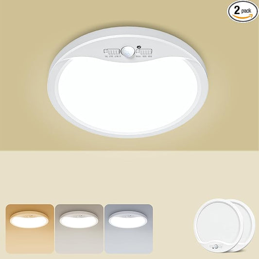 zemty 2Pack 7inch Motion Sensor Ceiling Lights Wired, 15W 1500lm 3CCT/3 Mode/30-120s Timer, Bright White LED Flush Mount Light Fixture Motion Activated for Closet Pantry Hallways Stairwells Garage