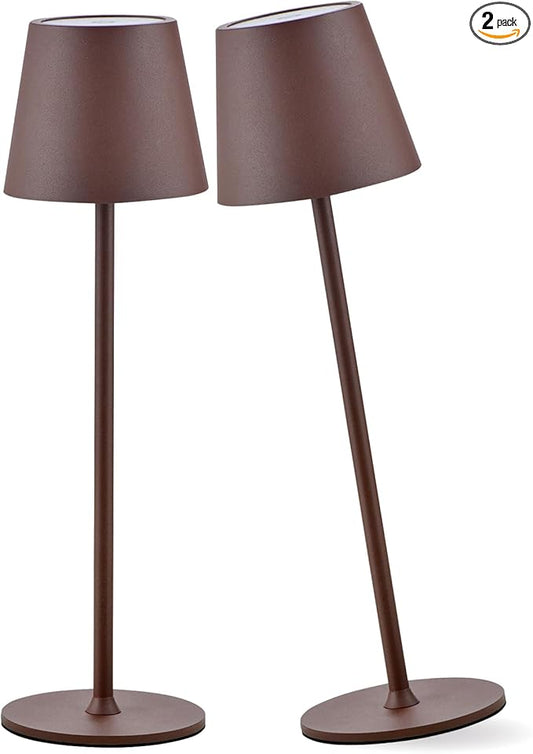 IMQSQIK 2 Pack Cordless Table Lamp, 5000mAh Portable Rechargeable LED Desk Lamp, 3 Color Modes Stepless Dimming Table Light with Memory Function, for Dinner, Patio, Home, Restaurant.