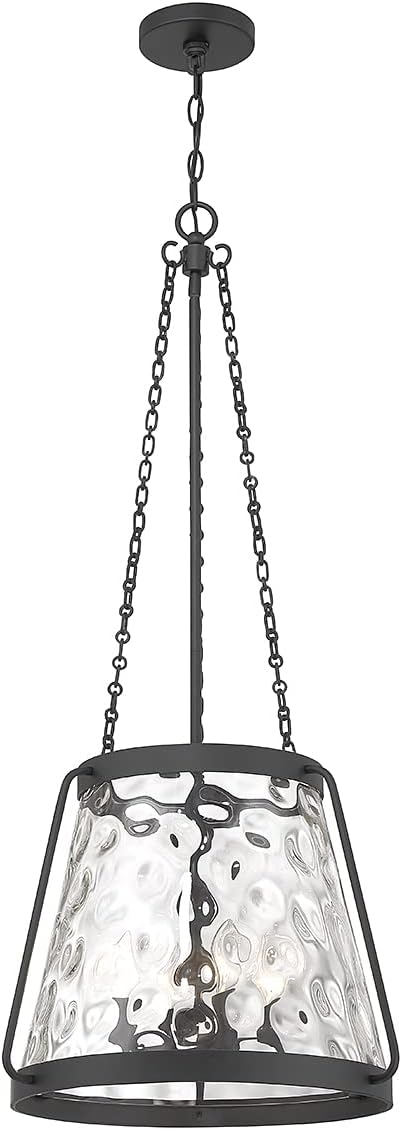 Savoy House 7-1804-4-89 Crawford Vintage Traditional Coastal Clear Water Glass Pendant, 4-Light 240 Total Watts, 40" H x 18" W, Matte Black