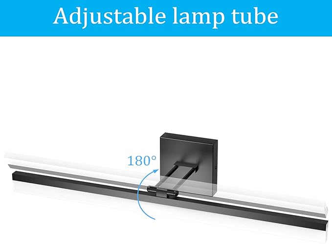 Ralbay 32" Matte Black Bathroom Vanity Light - 18W Adjustable Modern LED Lighting Fixture for Bathroom (6000K Cool White Light)