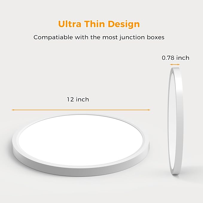 18Pack LED Flush Mount Ceiling Light,12inch 24W,2700K-6500K 5 Color Temperature Selectable Ceiling Lights, 3200LM Low Profile Ceiling Light for Bedroom Kitchen Hallway