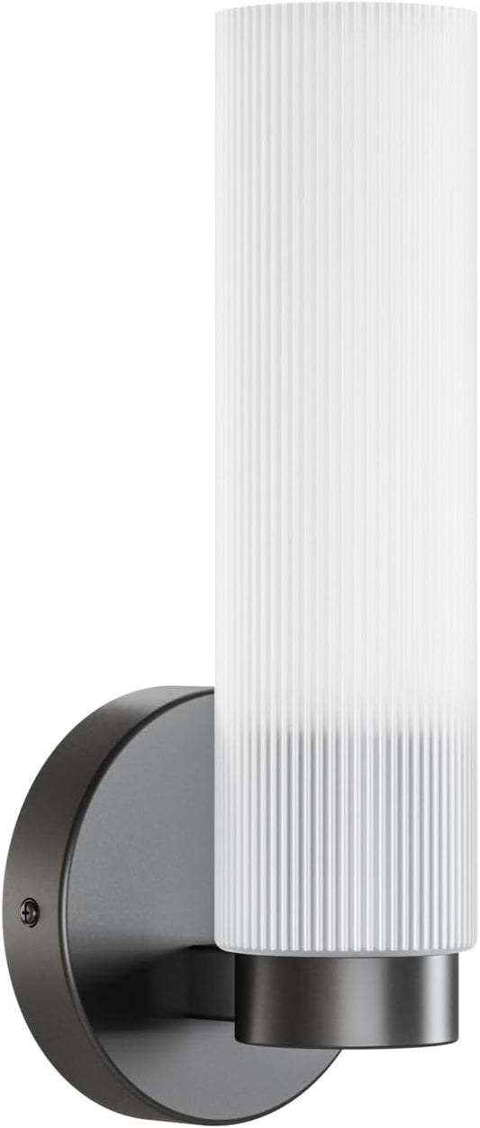 TETOTE Black Wall Sconce Modern Bathroom Wall Light Fixtures Farmhouse Wall Lights with Frosted Glass Shade for Mirror Bedroom Living Room