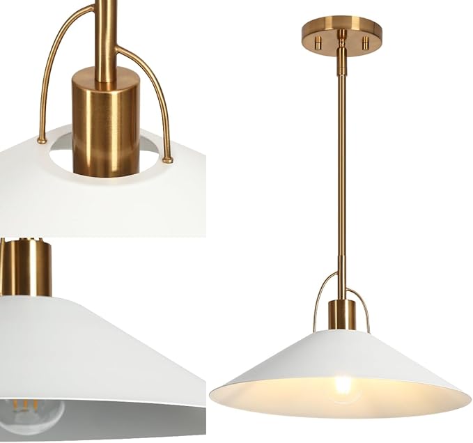 classy leaves Pendant Lights Kitchen Island, 14-Inch Gold and White Metal Pendant Light Fixtures, Modern Kitchen Pendant Lighting Over Island