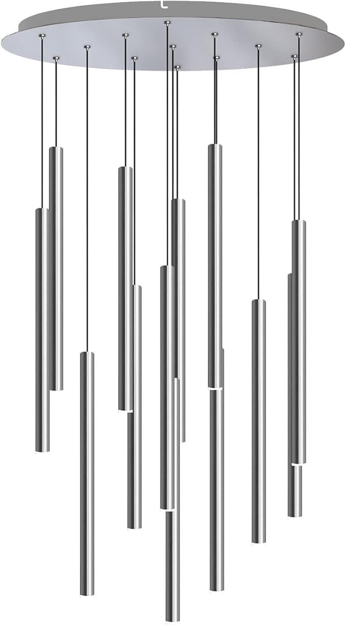 CANALIS 13 Mini Pendant Lighting Nickel - LED Hanging Light Fixture for Kitchen Island, Bar, Foyer - Cluster Pendants - Dimmable, Adjustable Wire, Lamp Bulb Included