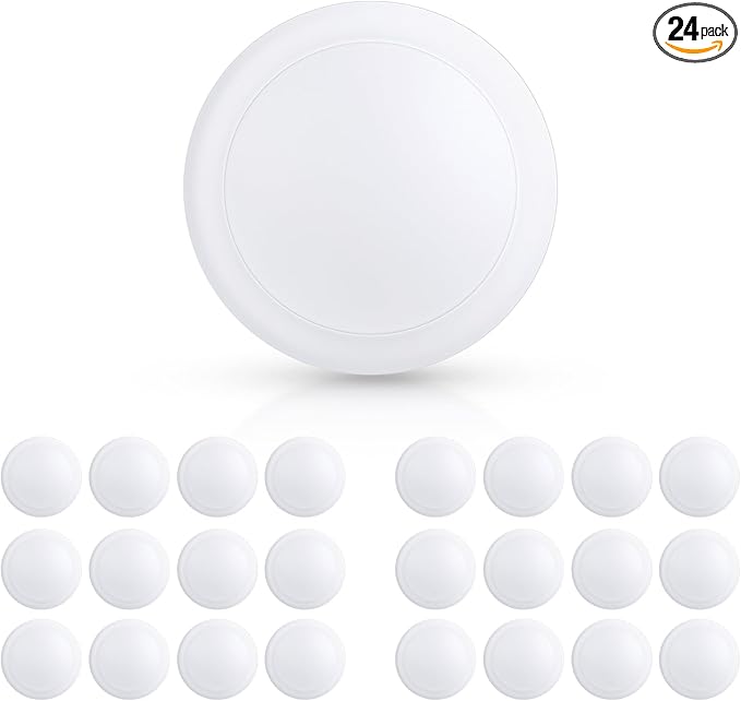 ECOELER 6 Inch LED Disk Lights, Dimmable Surface Mount/Recessed Ceiling Downlight, 16.5W 1100Lm 5000K Daylight, Low Profile Ceiling Can Light for Hallway, Bathment, Kitchens, ETL Listed, 24 Pack