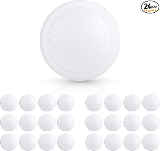 ECOELER 6 Inch LED Disk Lights, Dimmable Surface Mount/Recessed Ceiling Downlight, 16.5W 1100Lm 5000K Daylight, Low Profile Ceiling Can Light for Hallway, Bathment, Kitchens, ETL Listed, 24 Pack