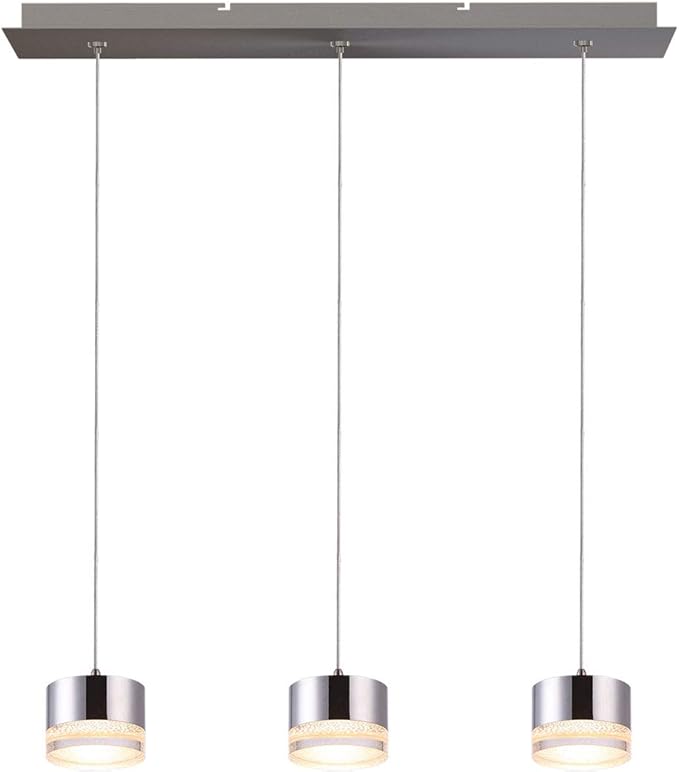 Jupiter 3 Mini Pendant Lighting Nickel - LED Hanging Light Fixture for Kitchen Island, Bar, Foyer - Cluster Pendants - Dimmable, Adjustable Wire, Lamp Bulb Included