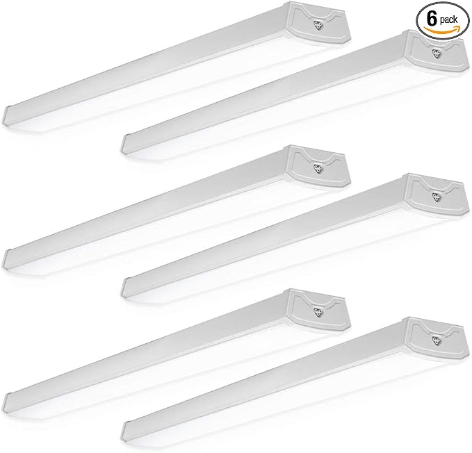 Sunco 6 Pack LED Garage Ceiling Lights Wraparound Fixture 4FT,Linkable Shop Light, 3500 LM, 40W=300W, 5000K Daylight, Hardwired, Surface Mount, Utility Workshop Light ETL