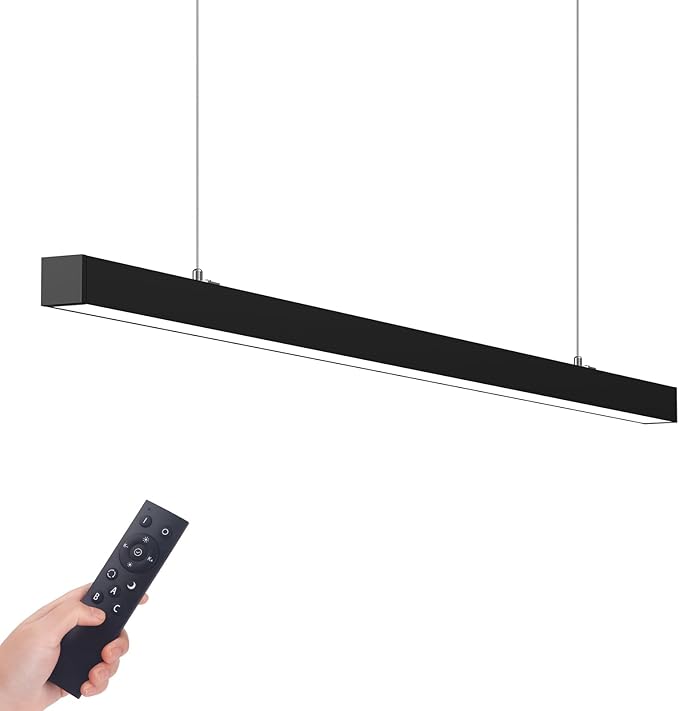 Barrina 4040 Remote Series LED Linear Light Fixture with Remote, 3rd-Generation, 4FT 40W Seamless Connection, 3000K to 6000K Color Changing, Dimmable Island Lights for Kitchen Garage, Black, 1 Pack