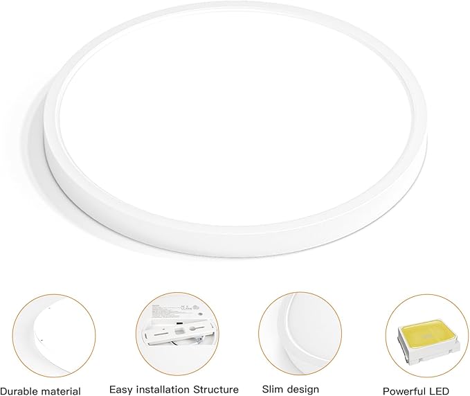TALOYA Dimmable Flush Mount Ceiling Light,12Inch,20W,5 CCT,LED Ceiling Light Fixture for Bedroom,Kitchen,Living Room,White