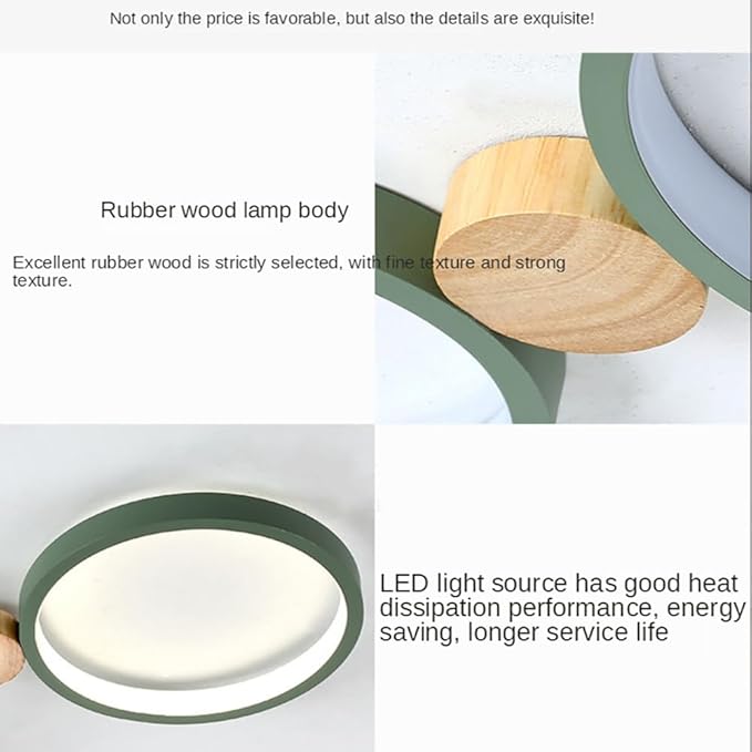 5-Lights LED Ceiling Light Fixture,Modern 34 Inch Ceiling Lights Flush Mount Wooden 35W Dimmable Chandelier for Living Room Bedroom Kitchen,3000K/4000K/6000K Temperatures Selectable Green