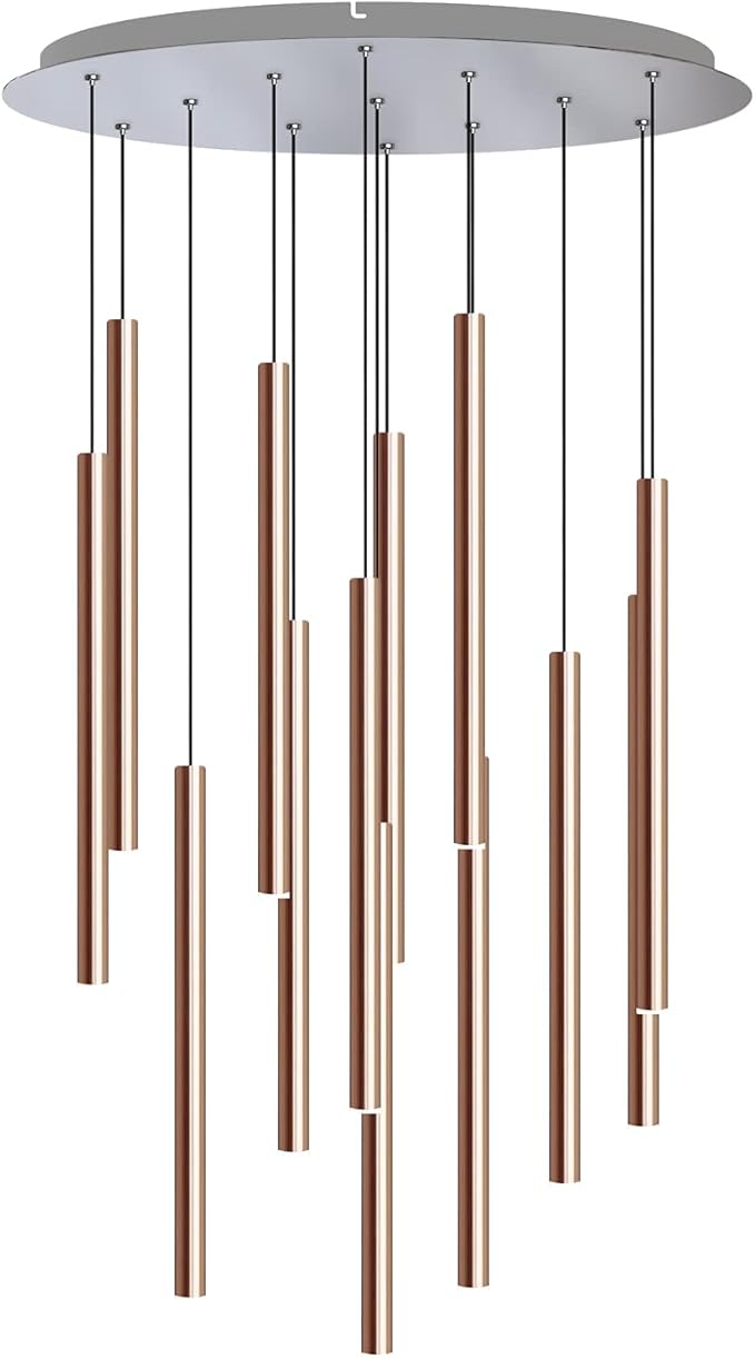 CANALIS 13 Mini Pendant Lighting Copper - LED Hanging Light Fixture for Kitchen Island, Bar, Foyer - Cluster Pendants - Dimmable, Adjustable Wire, Lamp Bulb Included
