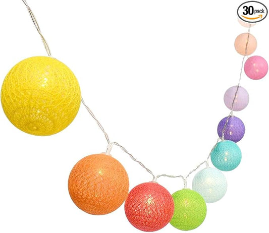 Gardeningwill 3M/10Ft 30 Mixed Color Ball LED Xmas Wedding Battery Operated String Fairy Light