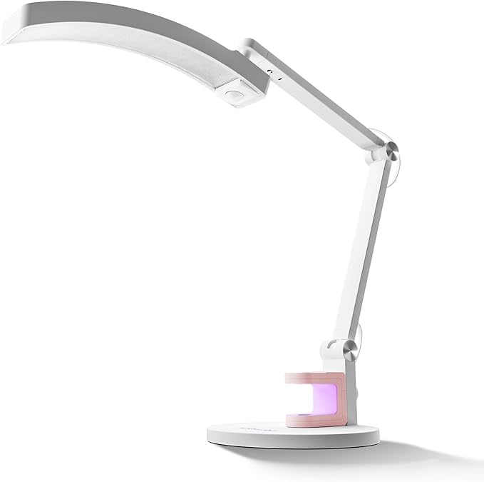 MelodySusie LED Manicure Table Lamp for Nail Techs, S-Pro29G Professional Nail Desk Light with Magnetic UV Curing Lamp, Adjustable Arm, Dimmable Brightness & 3 Color Temps for Gel Nails & Nail Art