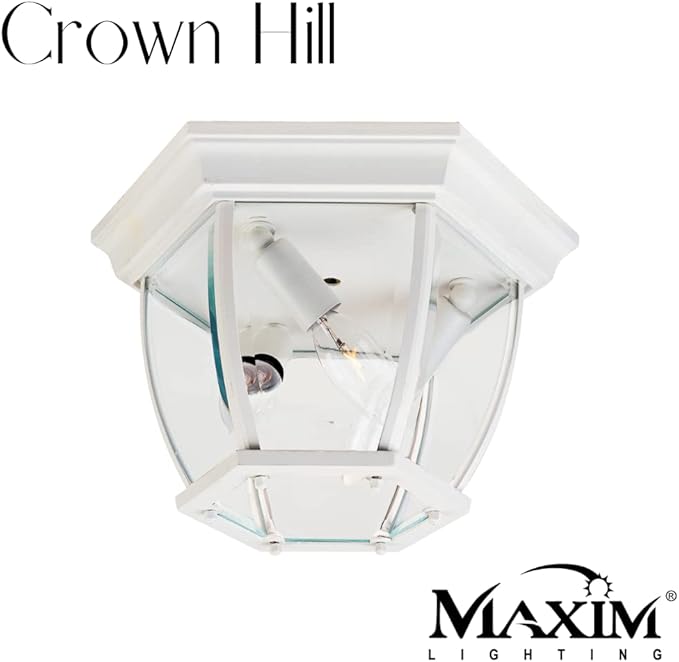 Maxim Lighting 3-Light Ceiling Light | White Finish | Clear Glass Shade | Early American Ceiling Light Fixture | 1029WT